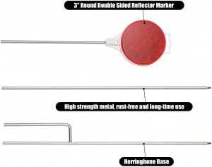 101508 Indicatoare reflectorizante roșii pentru alee de 37,5 inchi Reflectori pentru șosea cu stâlp metalic cu două fețe