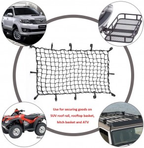 102013B 22″x38″ musta lateksi Bungee Cargo Net -matkatavaraverkko katolla olevaan tavaratelineeseen