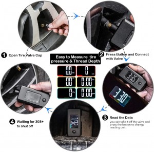 102050 Digital PSI Tire Pressure Gauge Reader Checker 2 en 1 con medidor de profundidad de la banda de rodadura