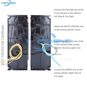 Комплект прямоугольных погружных светодиодных задних фонарей 101002W 12V для катера с прицепом