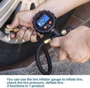 102027 Digital Tire Inflator Pressure Gauge LED Display Tyre Deflator Gage