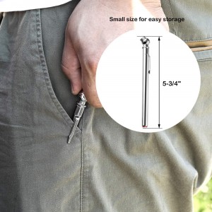 102020 Stainless Stem Pencil Tire Pressure Gauge Air Gage With Pocket Clip Tyre Checker