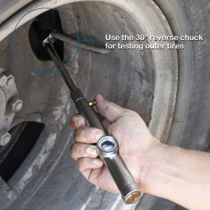 102029 Straight on Foot Dual Head Truck Air Gage Tire Pressure Gauge With Bubble Lens