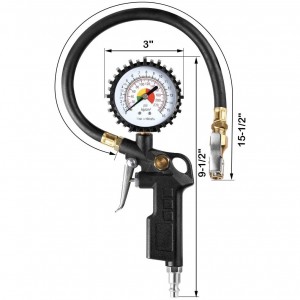 102025 Dual Head 2-1/2″ Dial Rad Gauge Gummi Schlauch Pneuen Inflator Loftdrockmeter