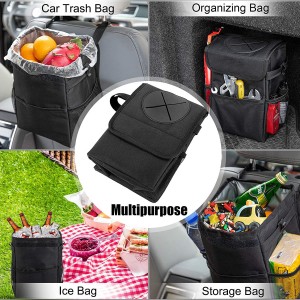 102086 2.3 ກາລອນ Waterproof Car Trash Can Organizer Foldable Auto Trash Bin Car Waste Bin