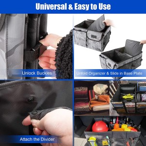 102088F Large Capacity Cargo Trunk Storage Organizer Car Trunk Organizer