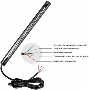 101209 Motorfyts fleksibele 32 LED achterljocht strip kentekenplaat ljochtbalke