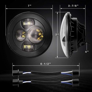 101213 7″ Lampu Jeep Bulat LED karo Lampu Sorot Dhuwur Low kanggo Jeep Wrangler