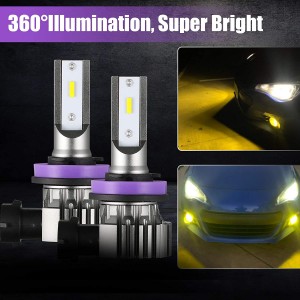 101228Y H11 Yellow LED Fog Light Bulbs Amber LED Fog Bulb Replacement
