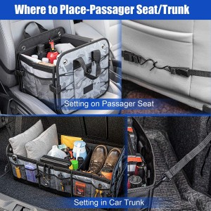 102090F Camouflage Car Trunk Organizer Storage Organizer z 6 przegródkami na samochód SUV Truck