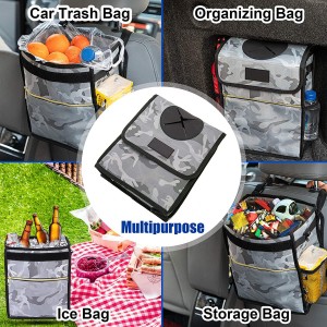 102087F Car Trash Can Garbage Bin Storage Pockets 2.7 Gallon Hanging Car Waste Bin