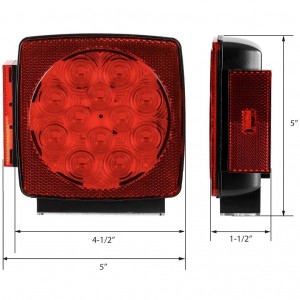 101001F 12V LED Submersible Left and Right Trailer Lights With Reflective Strips