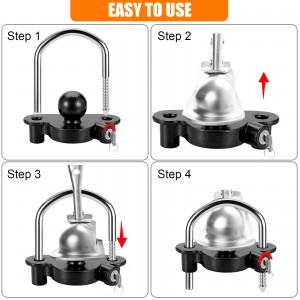 11600BU Heavy Duty Anti-Theft Universal Black Trailer Hitch Tow Ball Coupler Security Kit