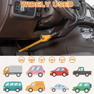 10347 Yellow Retractable Double Hook Security Lock Car Steering Wheel with 3 Keys