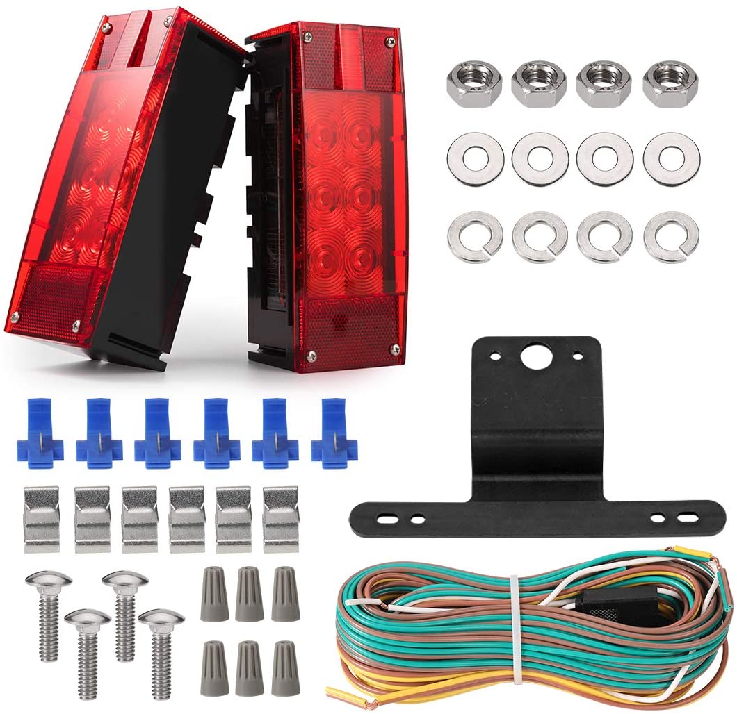 101002 12V Low Profile Rectangular Submersible  LED Trailer Tail Lights kit  for Trailer Truck Boat Featured Image