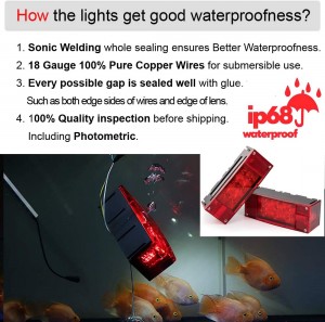 101002 12V Low Profile Rectangular Submersible LED Trailer Tail Lights kit  for Trailer Truck Boat