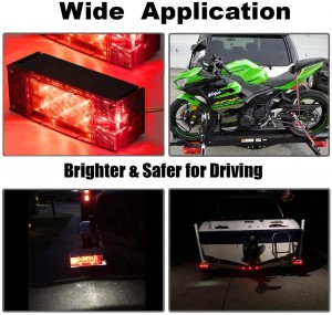 101002 12V Low Profile Rectangular Submersible LED Trailer Tail Lights kit  for Trailer Truck Boat