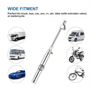 102029 Straight on Foot Dual Head Truck Air Gage Tire Pressure Gauge With Bubble Lens
