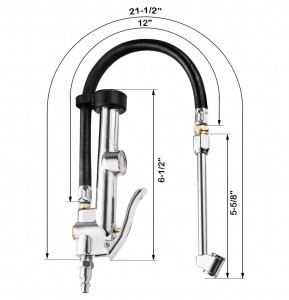 102023 Heavy Duty Dual Head 1/4″ FNPT Tyre Inflator Gage Tire Inflator Air Pressure Gauge with Rubber Hose