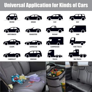102086G 2.3 Gallon Waterproof Grey Car Trash Can Organizer Garbage Bin