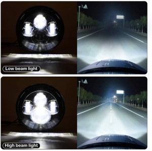 101213 7″ Round Jeep Headlights ມີແສງສະຫວ່າງຕ່ໍາ Beam ສູງສໍາລັບ Jeep Wrangler