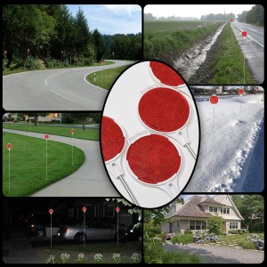 101508 Red Reflective Driveway Markers 37.5-inch Double Sided Metal Post Driveway Reflectors