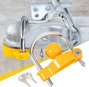 11600U Heavy Duty Universal Yellow Trailer Hitch Coupling Lock Trailer Tow Ball Coupler Lock