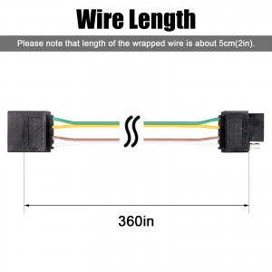 102083D 30FT Pure Copper Trailer Light Wire Wire Extension Connector Connector