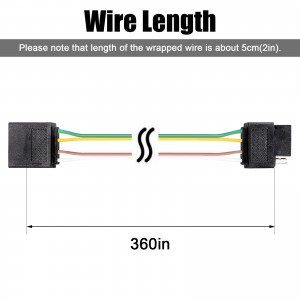 102083D 30FT Pure Copper Trailer Light Wire Harness Extension Wiring Connector